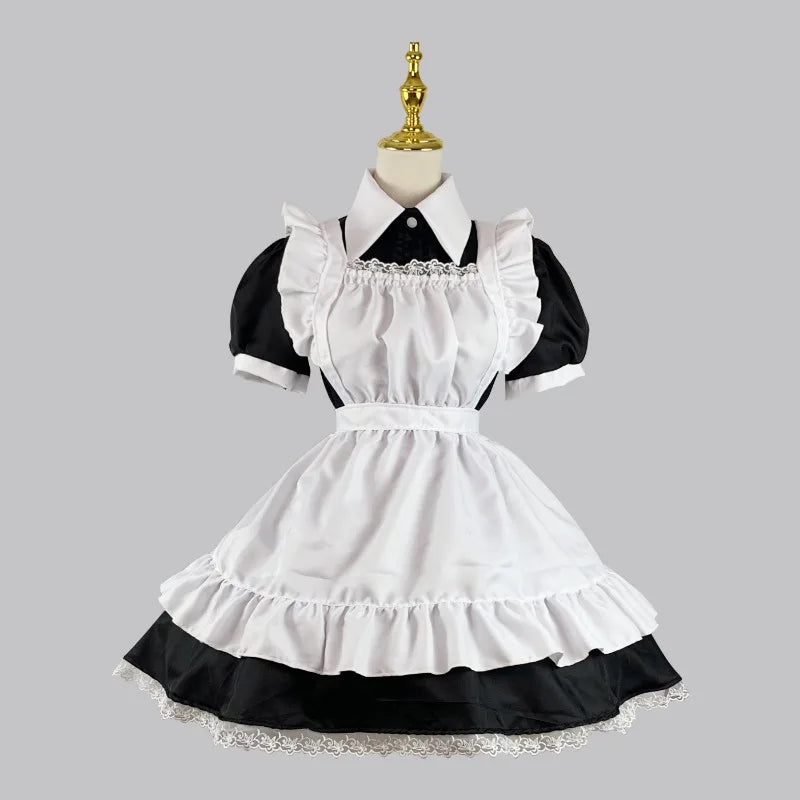Gothic Maid Halloween Copslay Waitress Plus Size Short Sleeve Sweet