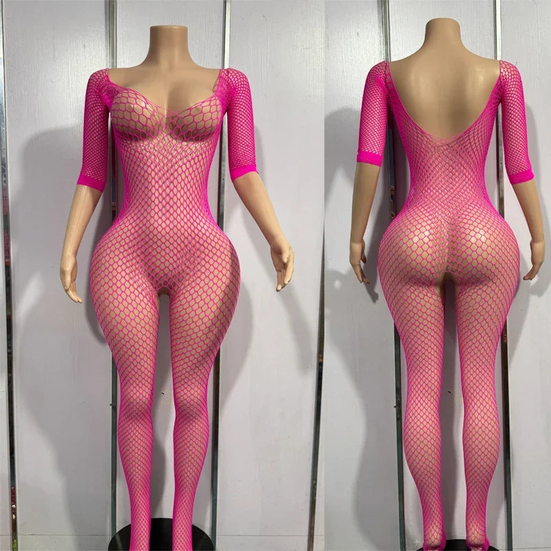 Bodystocking Erotic Lingerie Mesh Open Crotch Bodysuit Crotchless Underwear Costumes Sleeveless Catsuit Sleepwear