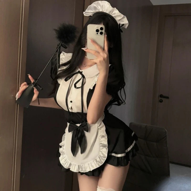 Cute Sweet Lolita Maid Cosplay Costumes Bow Servant Role-playing Charm