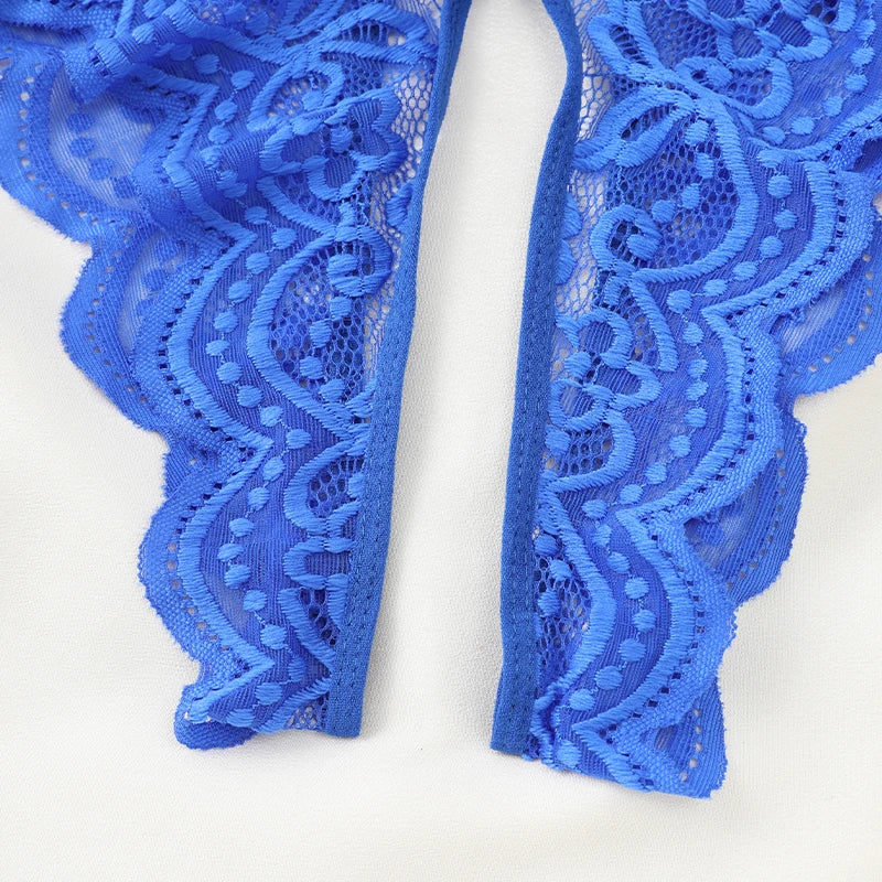 Blue Backless Corset Transparent Underwear Bodysuit