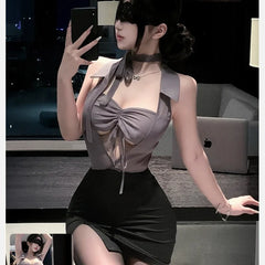 Secretary Roleplay Temptation Lingerie Short Skirt Hollowed Out Tight-fitting Wrap Hip Office Lady Cosplay
