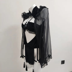 Halloween Velvet Cheongsam Hollow Backless Lolita Evil Demon Cosplay Costumes Erotic Maid Lingerie