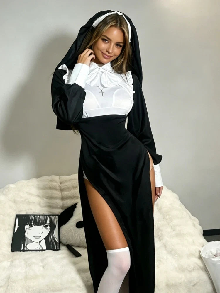 Nun Cosplay Costume Patchwork Lingerie