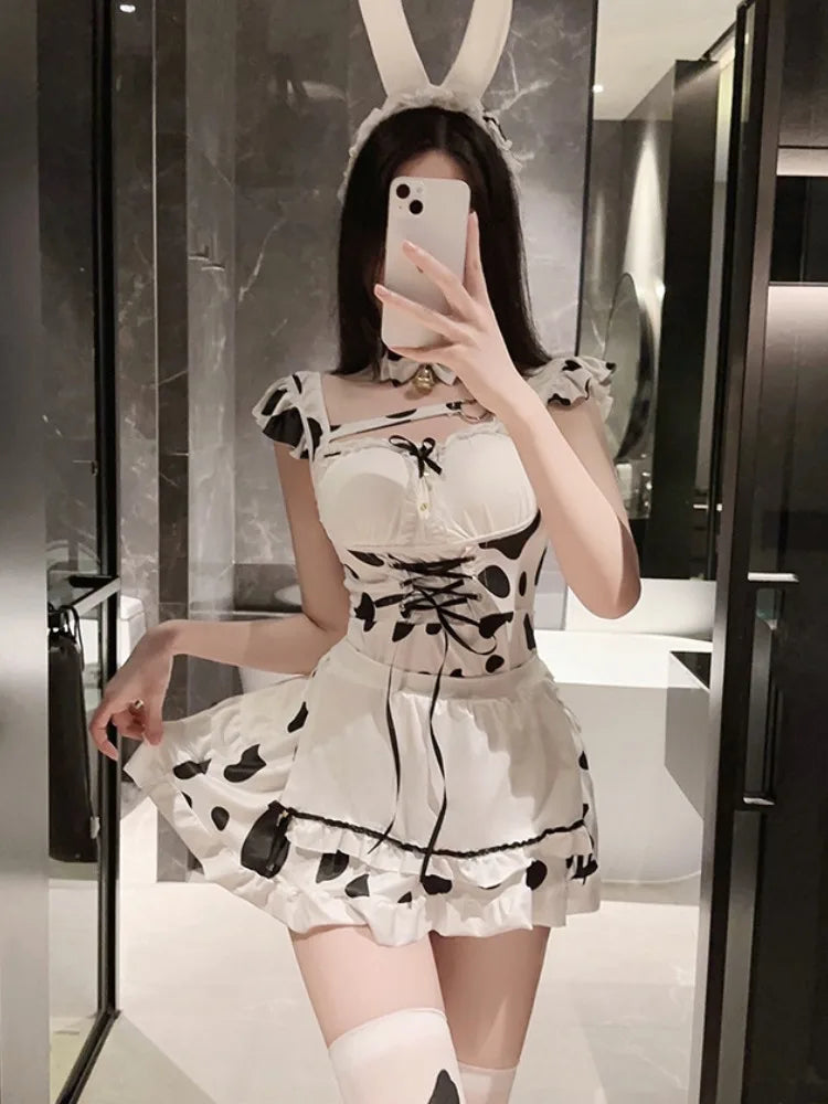 White Ruffle Apron Frilled Headband Kawai Cosplay Outfit