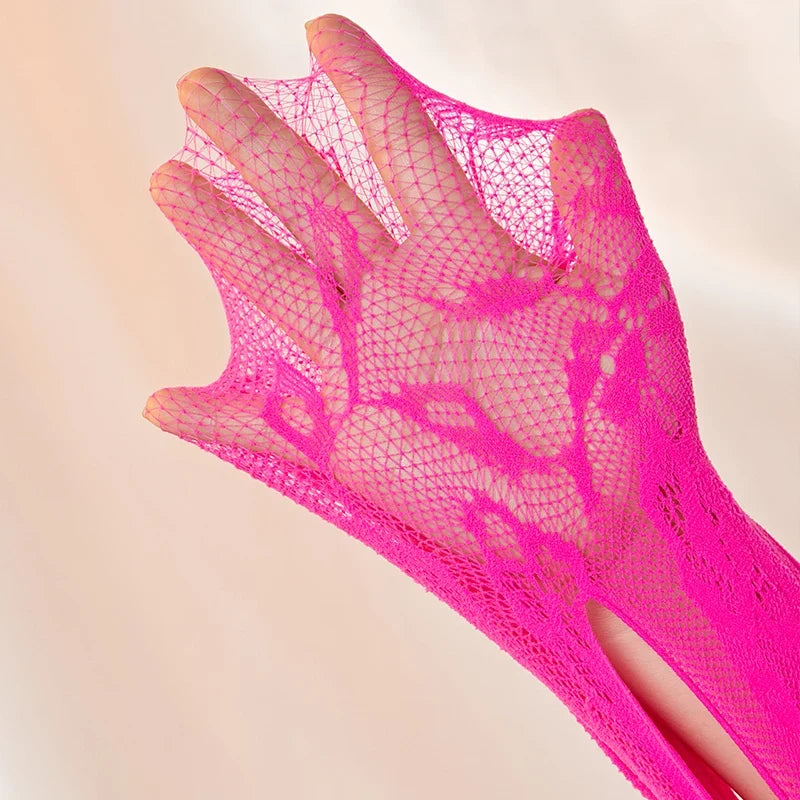 One-piece Rose Bow Hollow Out Crotchless Lace Bodysuit Semi Transparent Lingerie Plus Size Bodystocking Clothing