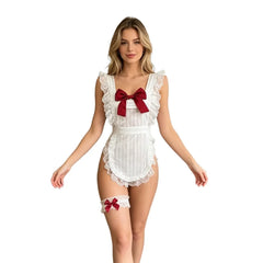 Cosplay Maid Costumes Teddies Cute Bow Tie Open Bra