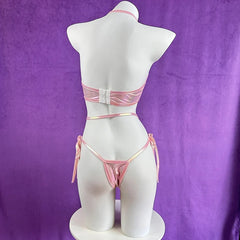 Bunny Cosplay Costume Idol Group Machine Rabbit Outfits Pink Exposed Breast Laser Lingerie Gift