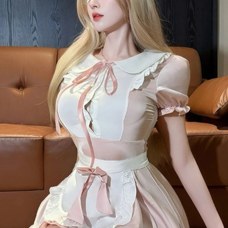 Cute Sweet Lolita Maid Cosplay Costumes Bow Servant Role-playing Charm
