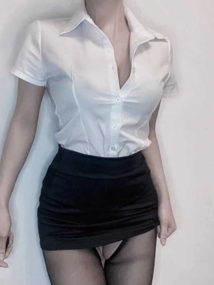 Office Lady Cosplay Costumes Erotic Lingerie Hip Wrap Skirt Secretary Roleplay Temptation Mini Skirt