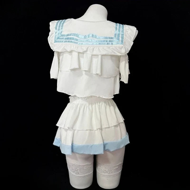 Lingerie Lolita Student Cosplay Costumes Cute Bow Top Sweet Short Skirt Role-playing SchoolSet
