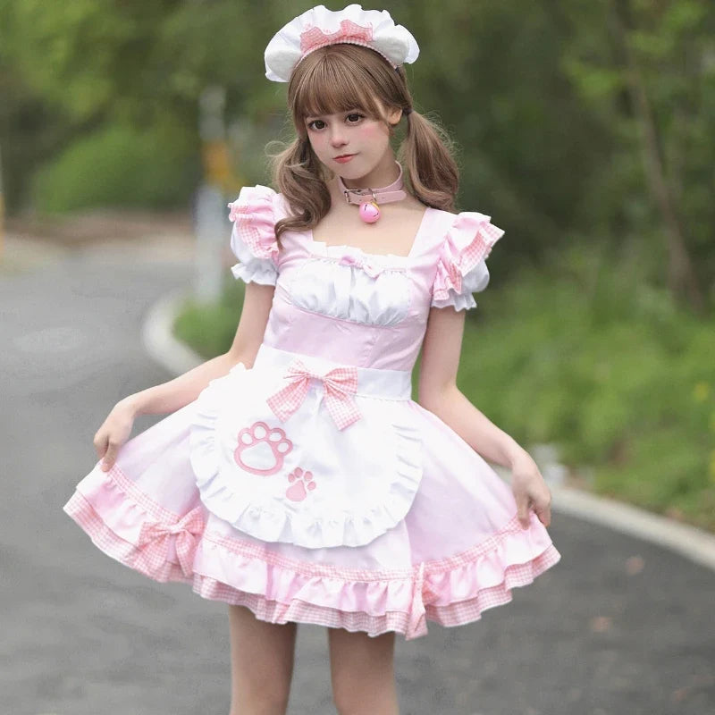 Sweet Cat Maid Cosplay Costumes Lolita Coffee Waitress Halloween Party Animation Show Role Play Outfit