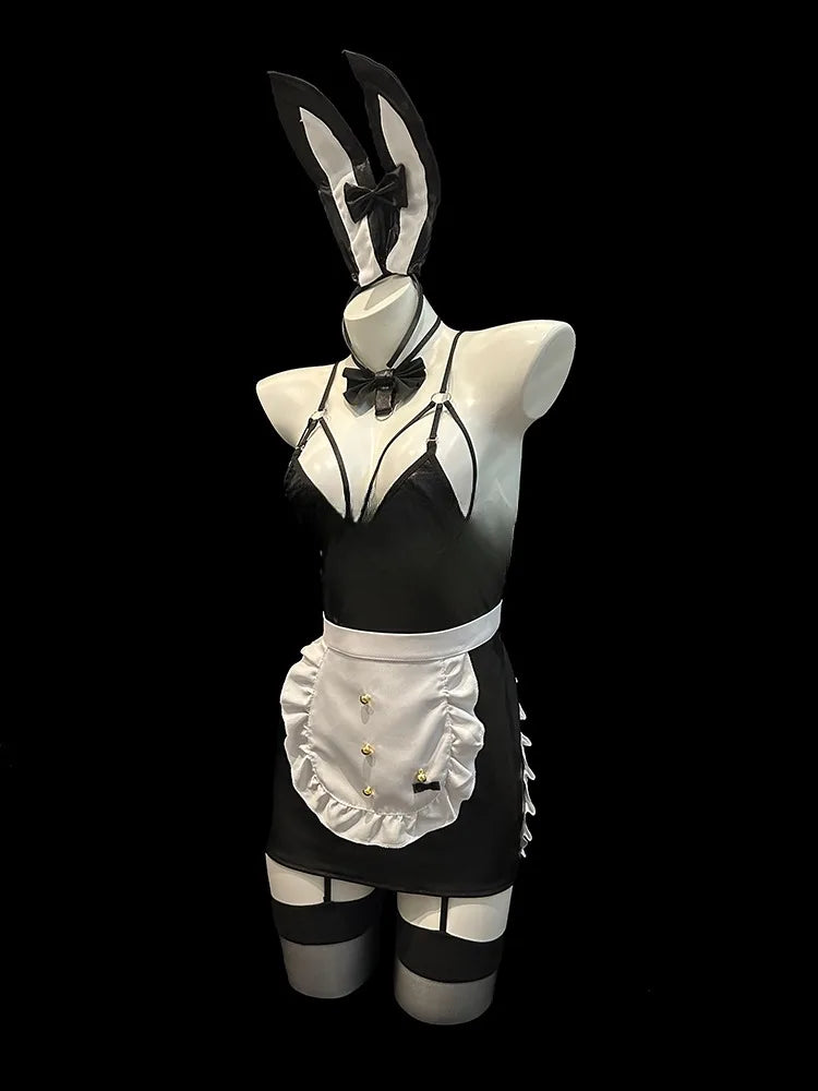 Cute Maid Cosplay Bow Tie Back Lolita Costumesly School Outfit Lingerie