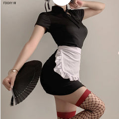 Cheongsam Cute Apron Cosplay Maid Tight Wrap Hip Skirt Romantic Retro Improve Exotic Costumes