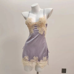 Nightwear Ice Silk Lace Beautiful Back Suspender Pajama