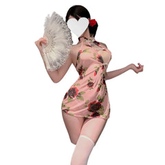 Style Cheongsam Lace Perspective Tradition Seductive Wrap Hip Skirt Lingerie Erotic Bar Party Sleepwear