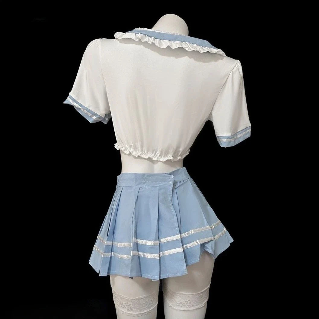 Cute Lingerie Lolita SchoolCosplay Outfit Student Shirt Pleated Skirt Panties Set