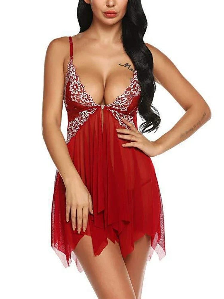 Floral Embroidery Night Sleepwear Lingerie