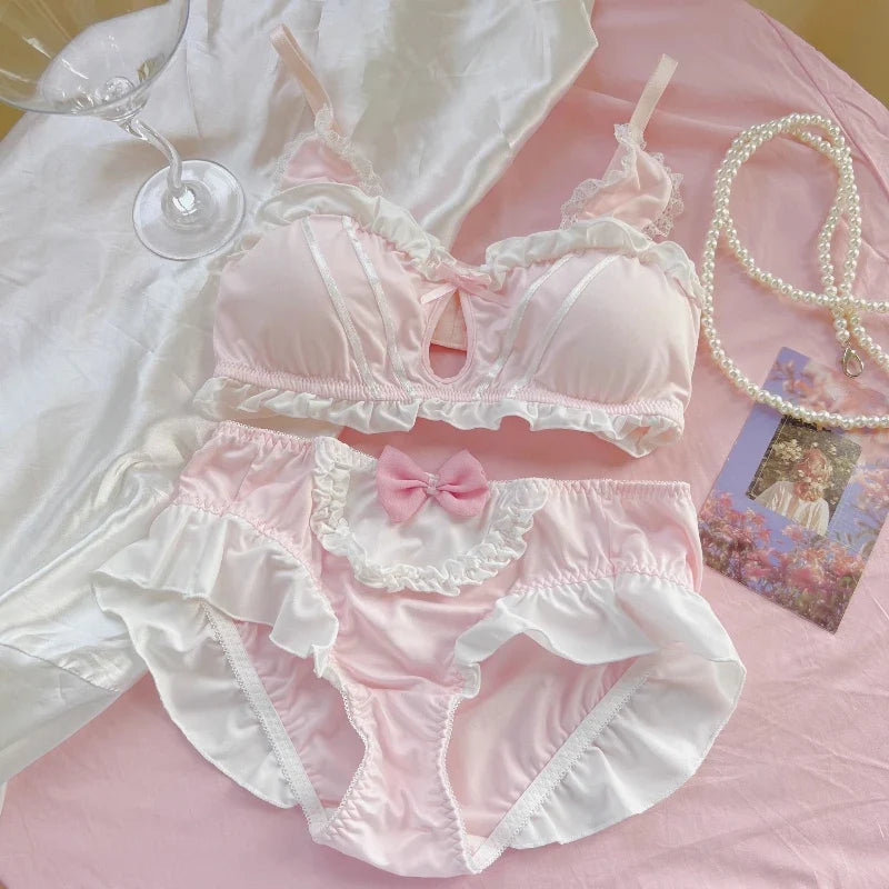 Cute Rabbit Ear Lingerie Lolita Sweet Bra Panties Set