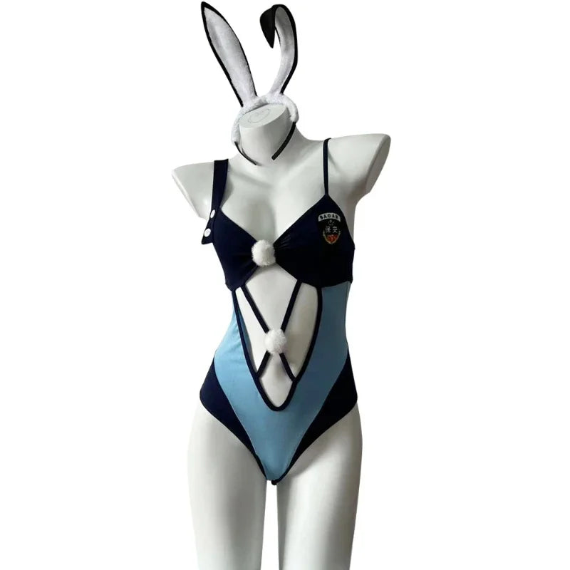 Bunny Bodysuit Cosplay Costumes Halloween Role Play Cute Rabbit Ears Erotic Jumpsuits Sets
