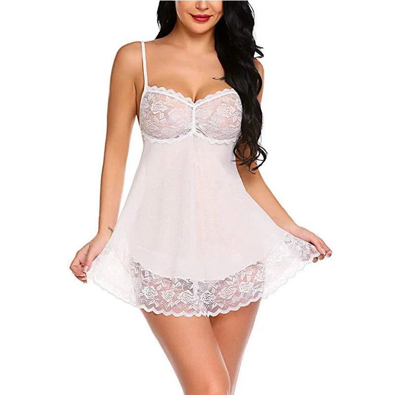 Lace Lingerie NightSling Mesh Sheer Pajamas Nightgown  Exotic NightFemale Pajamas