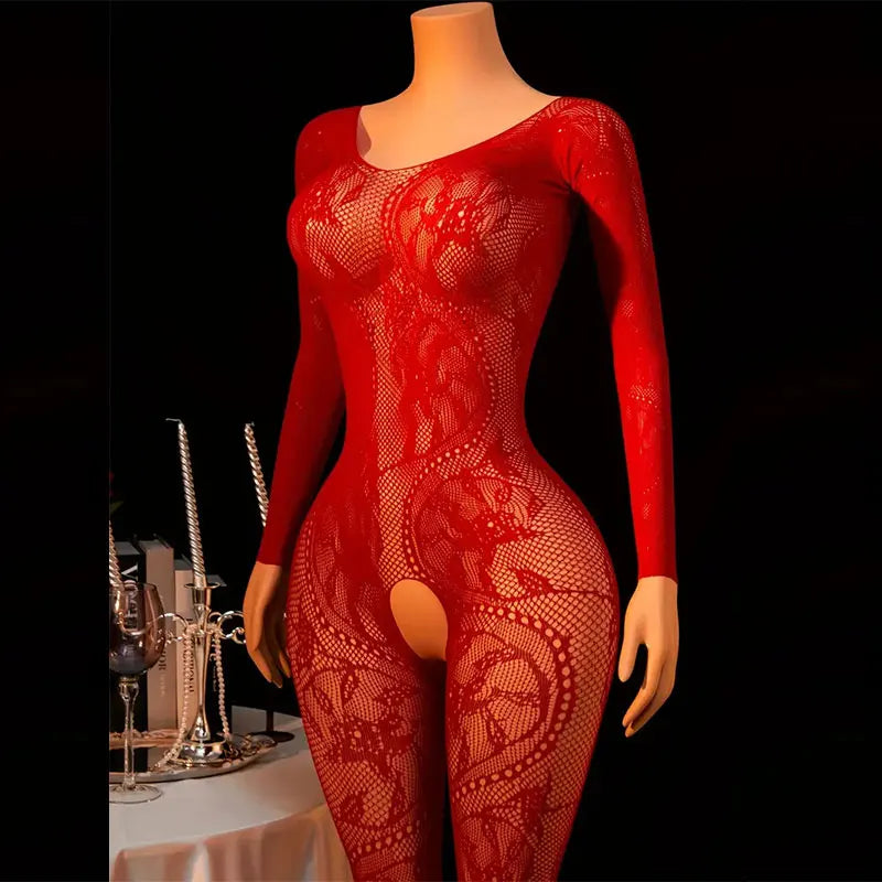 Hot Full Open Bra Bodysuit Intimate Costume Crotchless Lingerie Tights