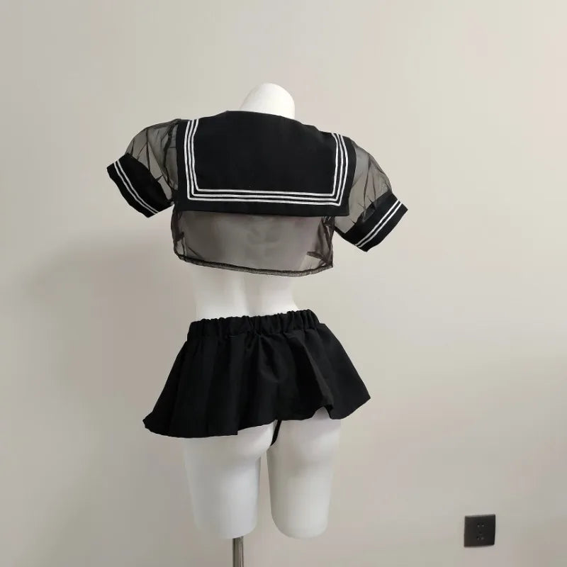 Costume Pleated Mini Skirt Bow Tie Sweet Lingerie