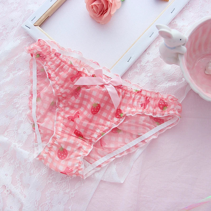 Cute School Strawberry Panties Lingerie