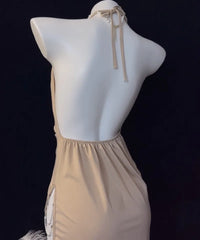 Lingerie Chain Side Beauty Back NightNightclub Thin V-neck Lace Straps Slits Open Back Home Sleepwear