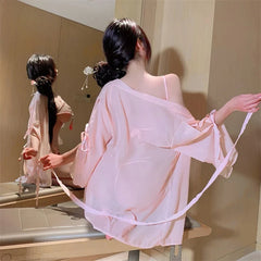 Lingerie Embroidery Retro Bellyband Transparent Nightgown Exotic Style Flirtatious Sleepwear Antique Erotic Pajamas