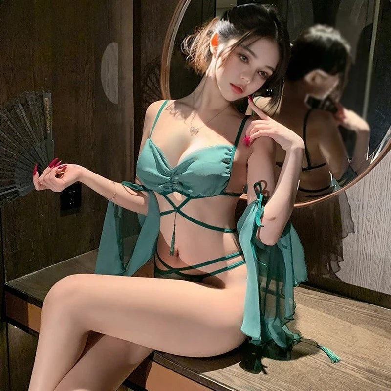 Ancient Style Lingerie Passion Three Points Seduction Erotic Sleepwear Adult Porno Pajamas Exotic Charm Costumes