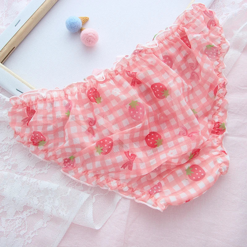 Cute School Strawberry Panties Lingerie