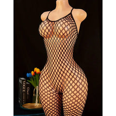 Hot Fishnet Bodysuit Crotchless Tights Perspective Lingerie Bodystockings Erotic Mesh Halter Sets