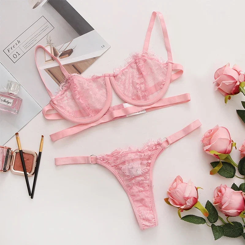 Lace Transparent Bra Set