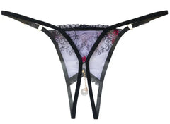panties Open Crotch Pendant underwear erotic Transparent Lingerie Lace Pearl Crotchless Gstring sweet intimate