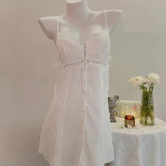 Side Slip Patchwork Slim Sleepwear Satin Lingerie