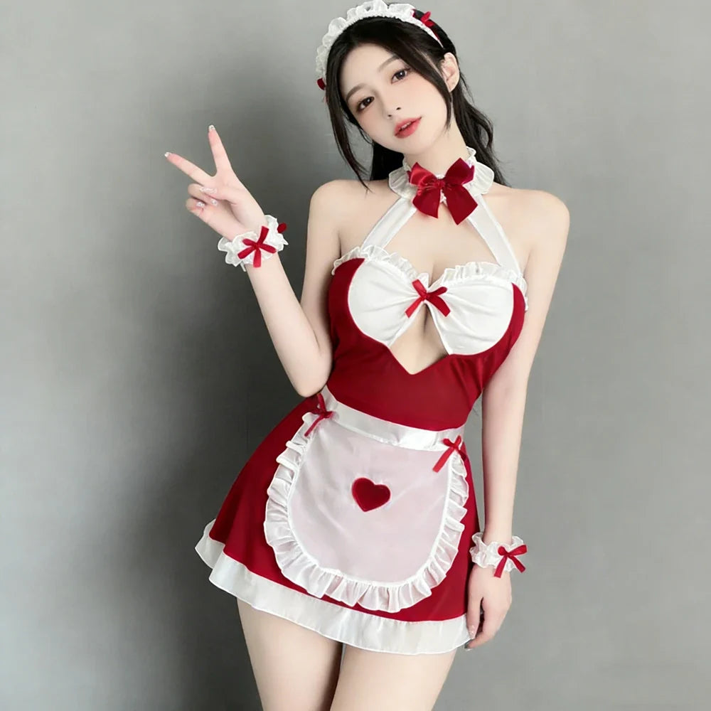 Lolita Amine Maid Cosplay Black Kawaii French Waitress Party Stage Costume Intimate