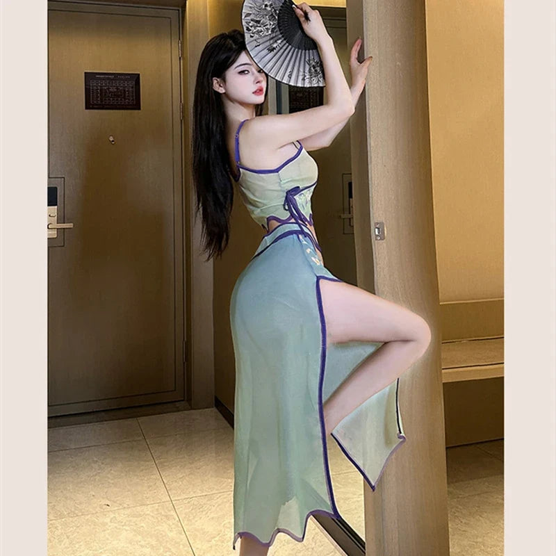 Lingerie Cosplay Costumes See Through Retro Style Hanfu Skirt Temptation Roleplay Dancer Set