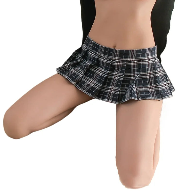 Schoolfor Mini Ultra Short Pleated Plaid Skirt Cute Half Body Studentwear