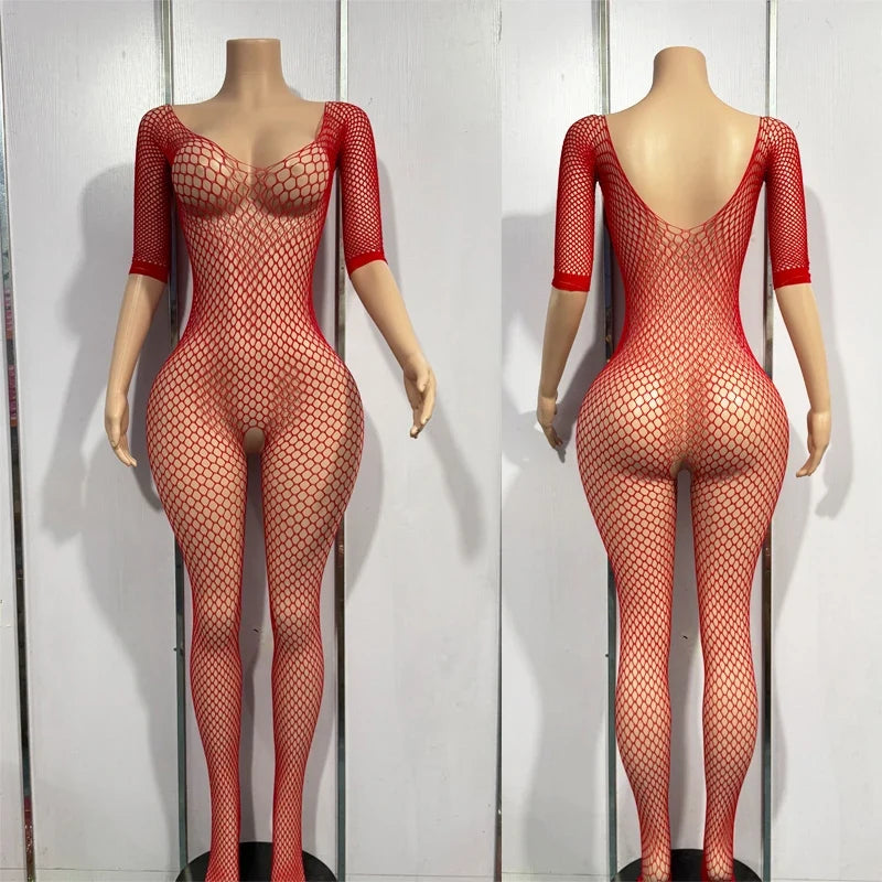Bodystocking Erotic Lingerie Mesh Open Crotch Bodysuit Crotchless Underwear Costumes Sleeveless Catsuit Sleepwear