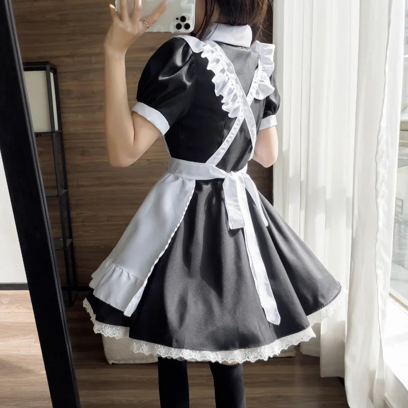 Gothic Lolita Maid Cosplay Costumes Plus Size Cosplay Halloween Animation Sweet Coffee Waitress Role Play