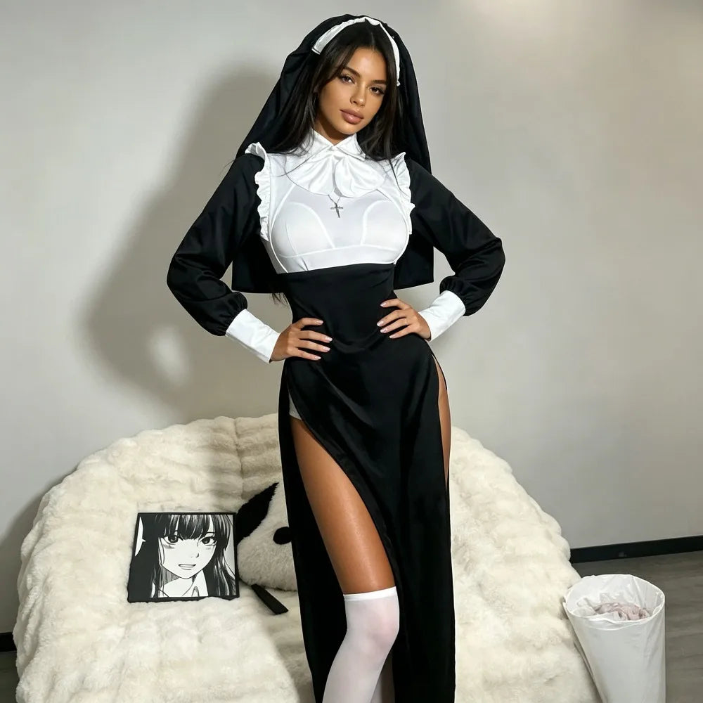 Nun Cosplay Costume Patchwork Lingerie