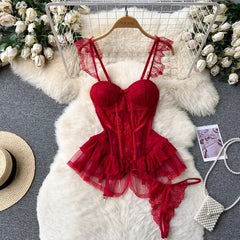 Lace Up Body Bustier Overbust Breathable Tops
