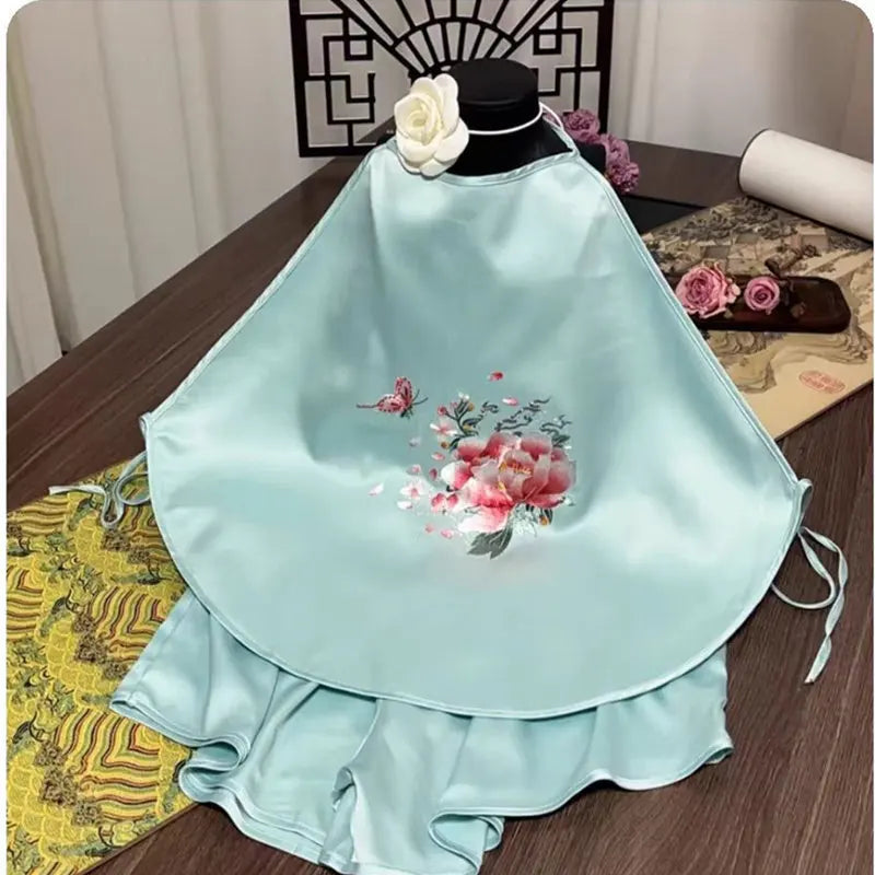 Retro Embroidered Pajamas Suspender Top Hanfu Bellyband Female Adult Nightwear Exotic Costume Home Sleepwear