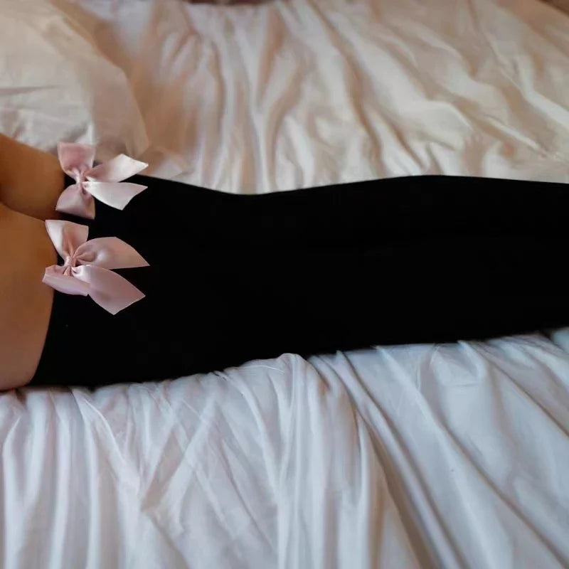 Soft Velvet Pink Bow Handmade Stockings