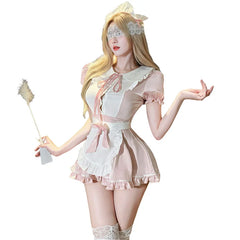 Cute Sweet Lolita Maid Cosplay Costumes Bow Servant Role-playing Charm
