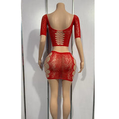 Hot Short Bodycon Lingerie Erotic Fishnet Hollow Out Sheer Underwear Costume Trendy Set