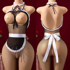 Adult Crotchlessual Lingerie Sets Cosplay Porn Bodysuit Maid Costume Expose Chest