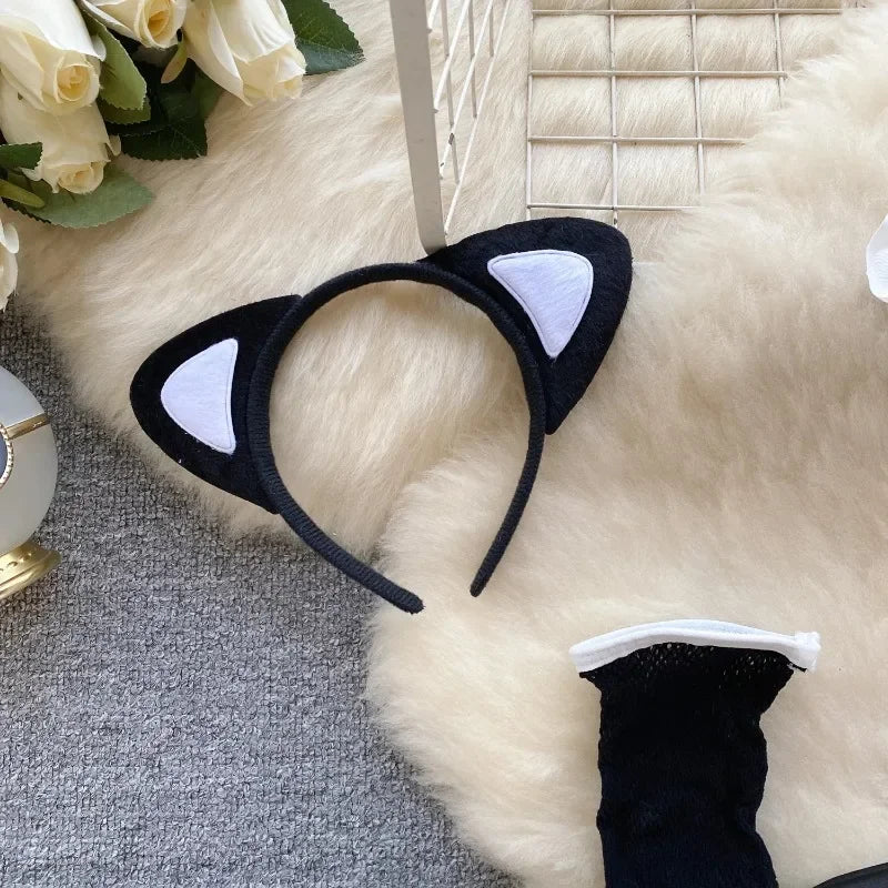 Lingerie sweet Cat Cosplay Costumes Lace Tube Top Perspective NightHollow Out Katze Costume