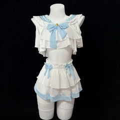 Lingerie Lolita Student Cosplay Costumes Cute Bow Top Sweet Short Skirt Role-playing SchoolSet
