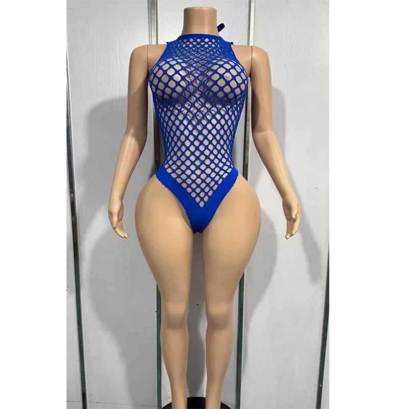 Erotic Bodysuit Fishnet Crotchless Bodystockings Black Hollow Out Lingerie